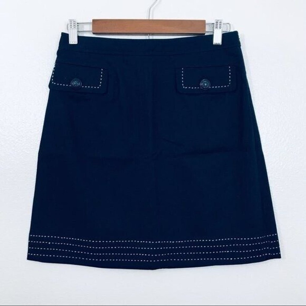 Brooks Brothers A-Line Skirt Womens 4 Nautical Blanket Stitched Navy Blue Career